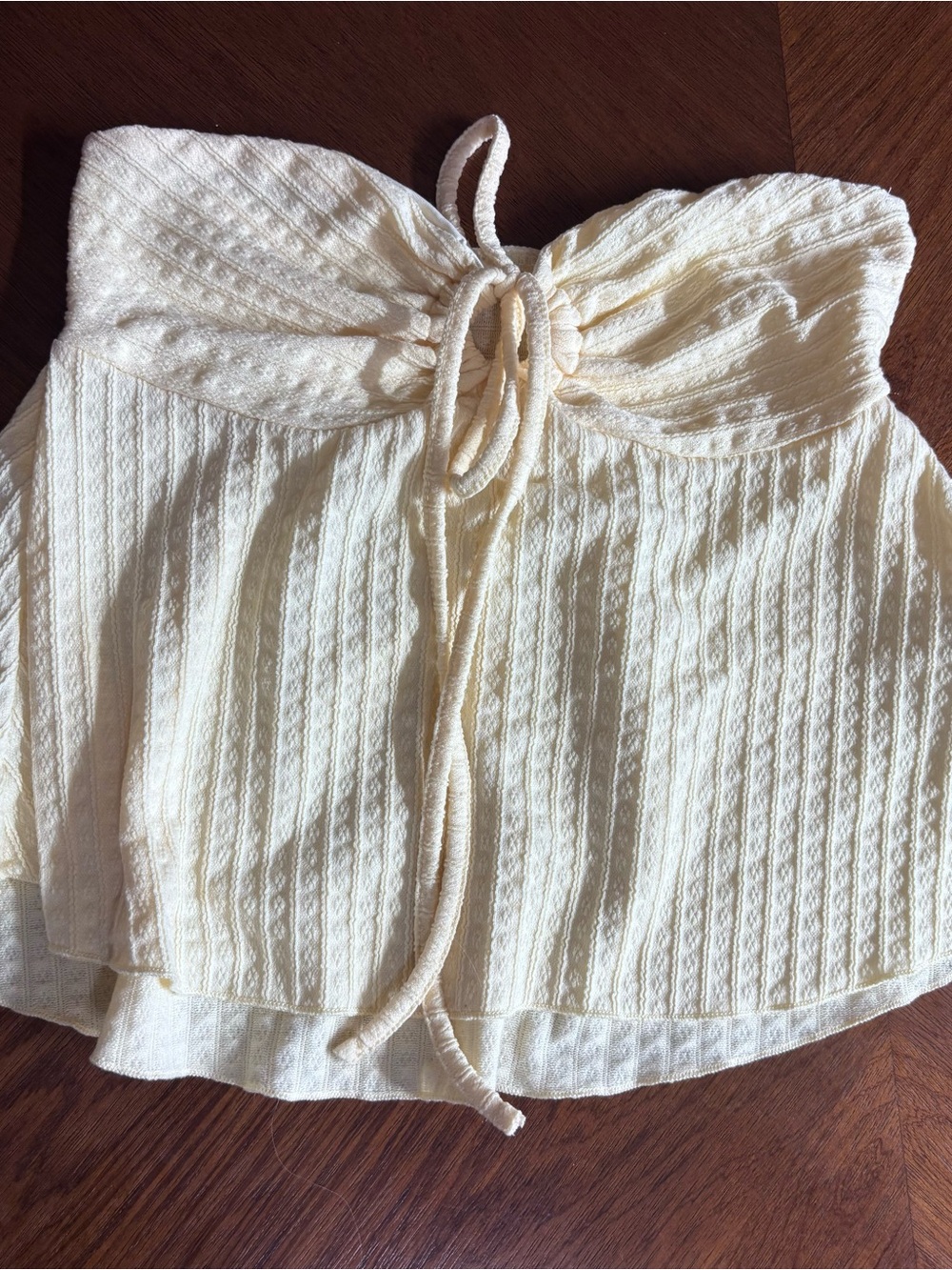 SHEIN Pale Yellow Knit Tube Top with Front Tie
